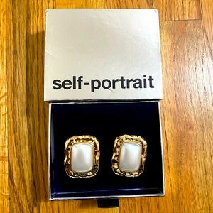 Self-Portrait Silver Encrusted Tiered Earrings Women’s Statement Jewelry Elegant